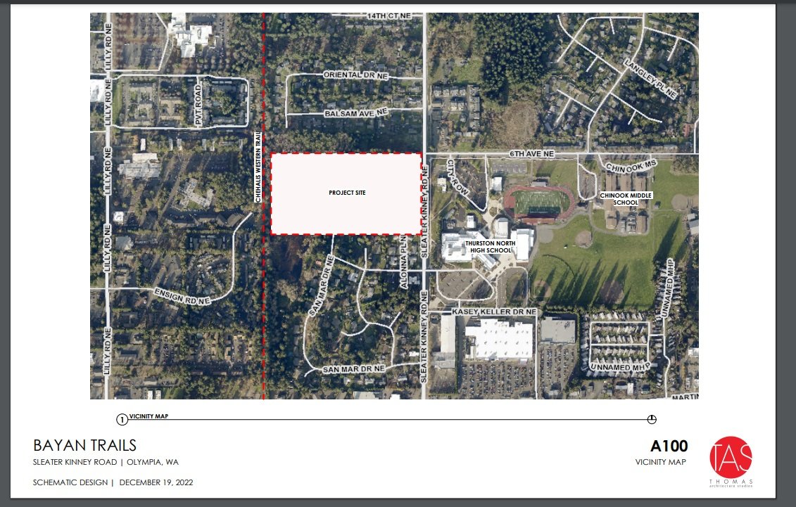 Olympia's Site Plan Review Committee held a presubmission conference on the Bayan Trails Timberlane project at 709 Sleater Kinney Road NE on Wednesday, January 18, 2023.